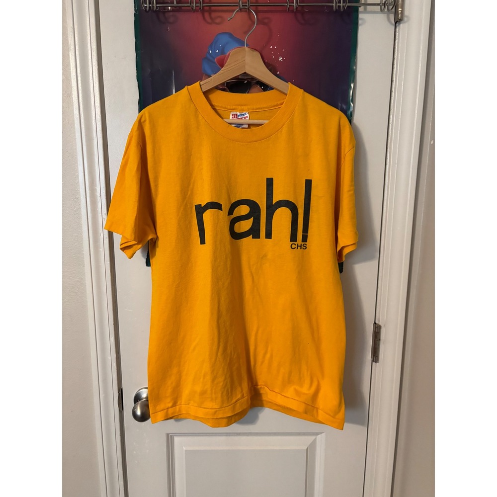 Vintage 80s carver high school Winston TShirt Gold Yellow Mens Large Made in USA